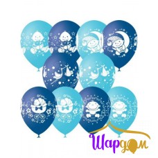 Гелиевый шарик "С днём рождения малыш ассорти голубые"