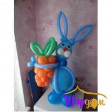 Кролик с морковкой (синий)