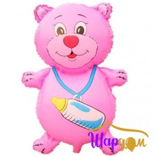 Фольгированный шар, фигура Мишка с соской розовый