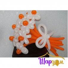 Букет белые цветы с оранжевым стеблем